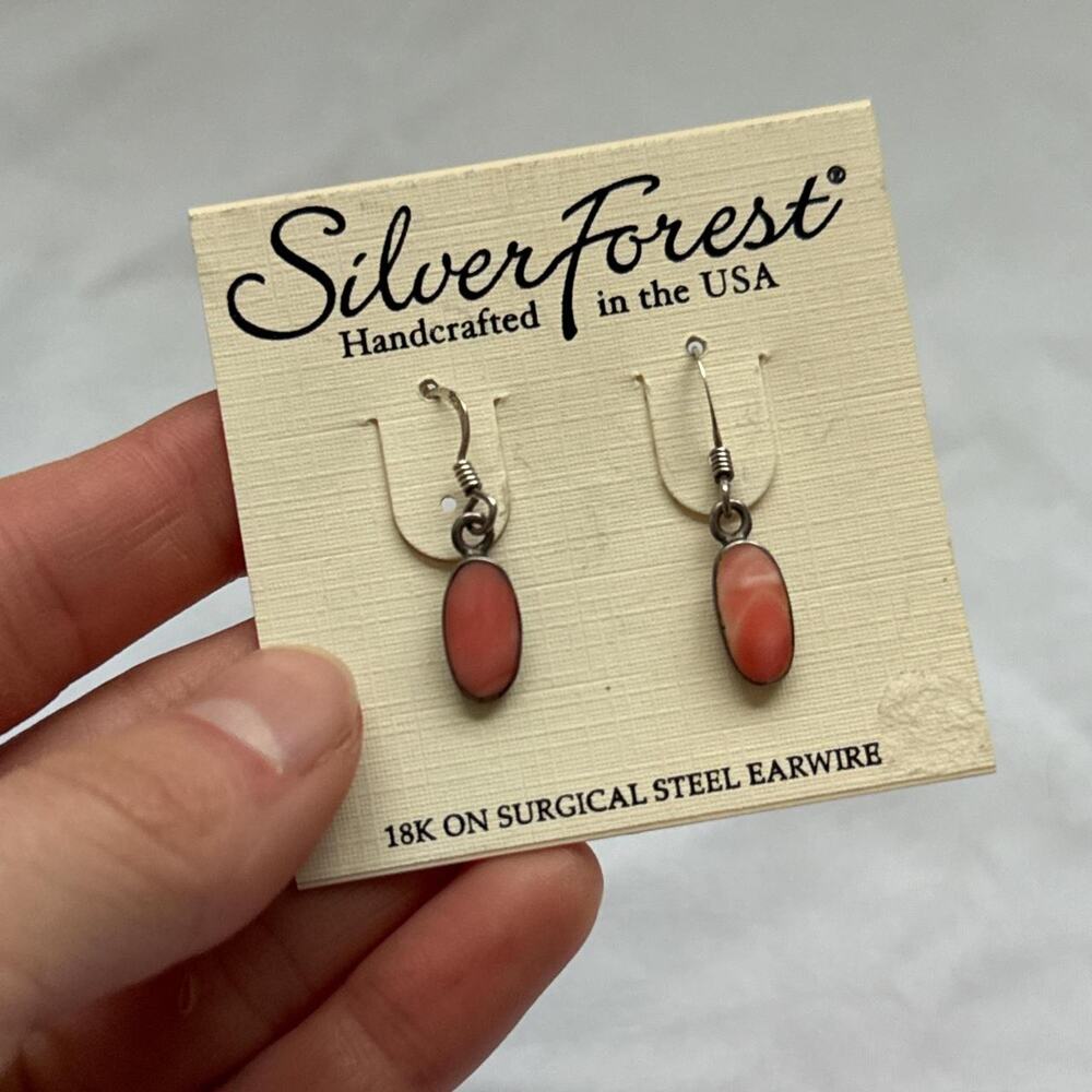 Red pink coral boho earrings handcrafted - Picture 2 of 7